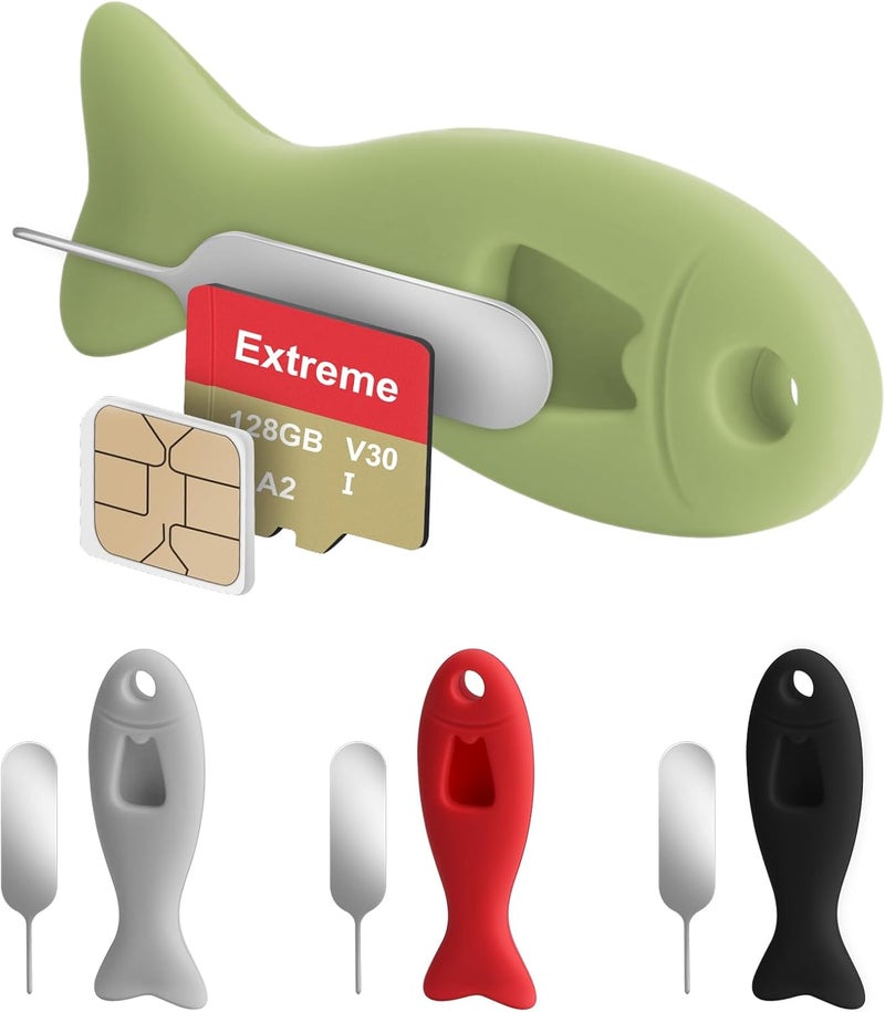 WALLFID 4 Pack SIM Card Removal Tool with Built-in SIM Card Storage - SIM Card Holder Contains Eject Pins Needle Opener Ejector Compatible with iPhone, Samsung, and More Cell Phones (4 Pack, Multi-Color) - Image 1